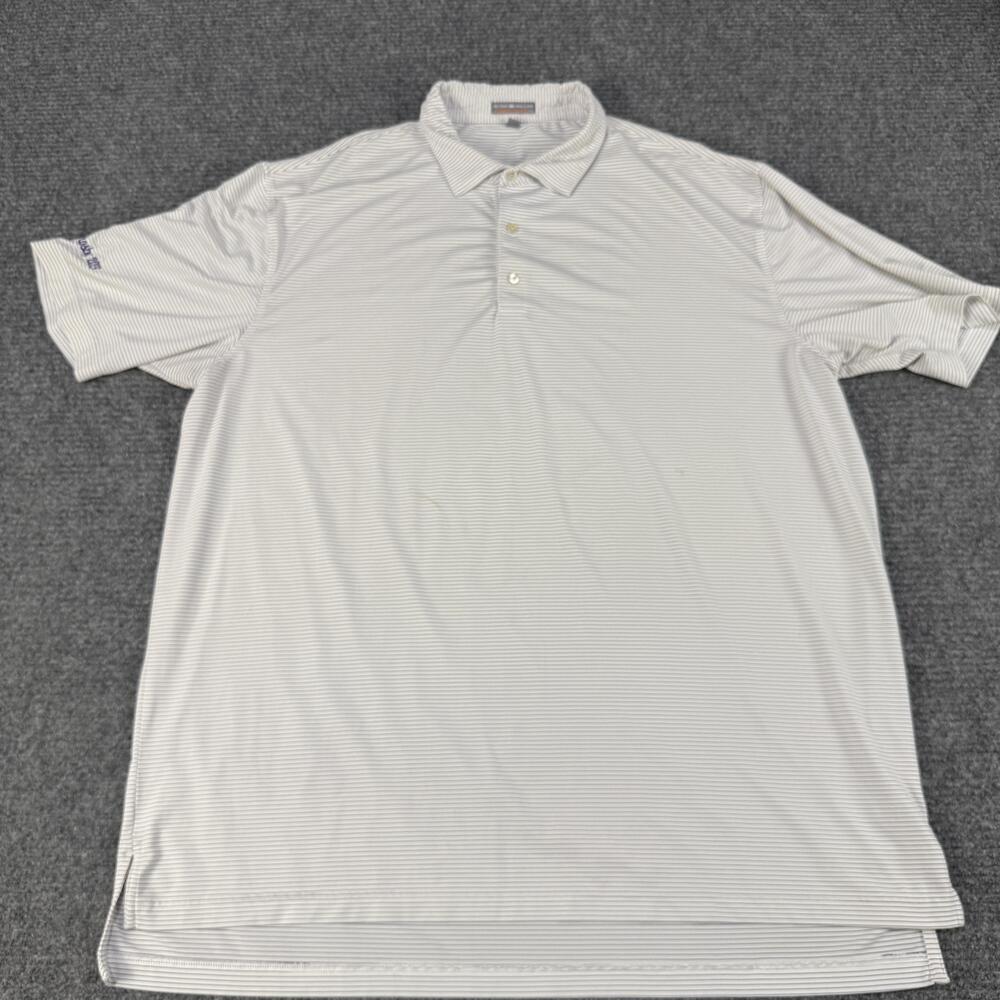 Peter Millar Polo Shirt Mens 2XL White Summer Comfort Golf Oscar Crosby 2013
